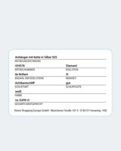 Diamantanhänger + Kette 0,04 Ct -Heim- Und Modegeschäft 52730595 d2815561 b765 4695 9020 4a1430b9cf23 pics640