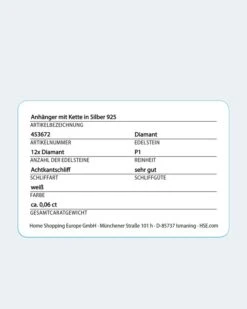 Diamant-Anhänger Mit Kette 0,06 Ct