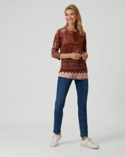 Midi-Shirt Mit Barock-Muster