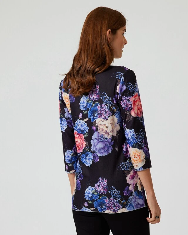 Midi-Feinstrickpullover "Blumendruck" 4 Midi-Feinstrickpullover "Blumendruck" – Bild 2