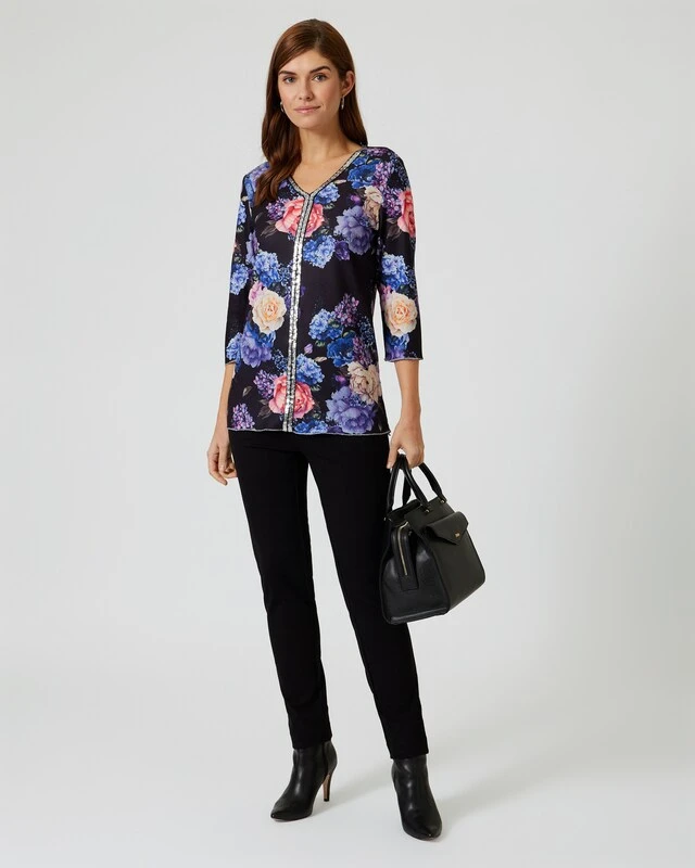 Midi-Feinstrickpullover "Blumendruck" 3 Midi-Feinstrickpullover "Blumendruck"