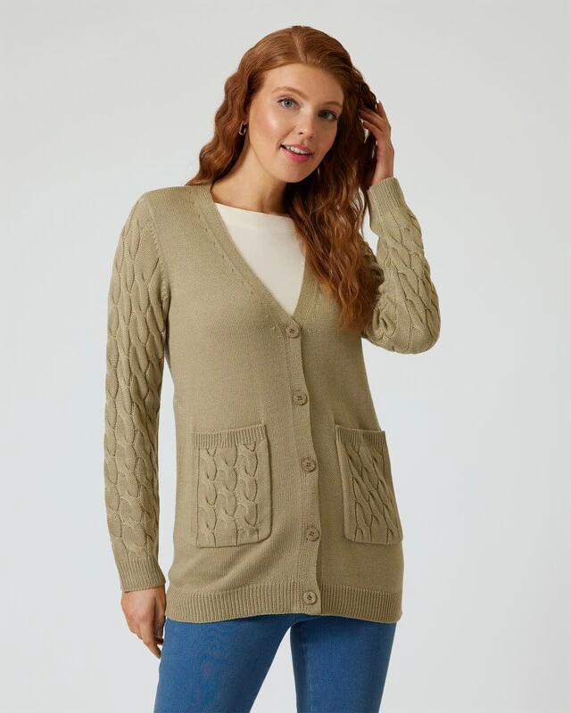 Longcardigan Mit Zopfmuster 4 Longcardigan Mit Zopfmuster – Bild 2