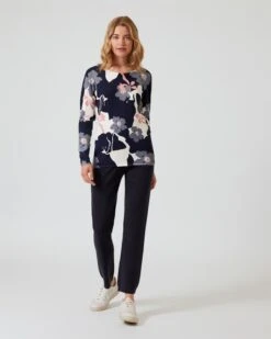 Pullover Mit Abstraktem Blumenmotiv