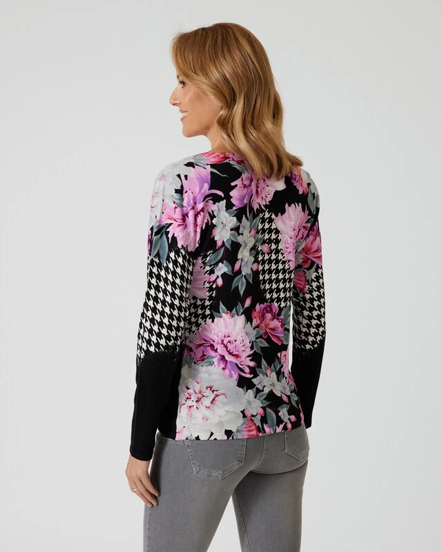 Classic Pullover "Hahnentritt-Blumen" 4 Classic Pullover "Hahnentritt-Blumen" – Bild 2