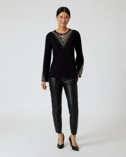 Pullover Mit Samteinsatz