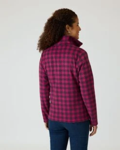 Fleece-Cardigan Im Karo-Design