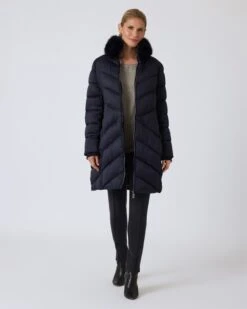 Steppmantel Mit Webpelzkragen