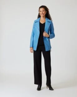 Leder-Kurzmantel Mit Gürtel